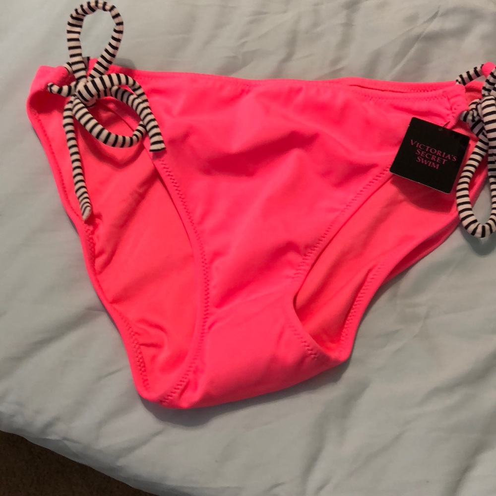 VS swim bottoms pink w/ black & white ties on side